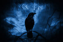 crow silhoutte with egyptian letters